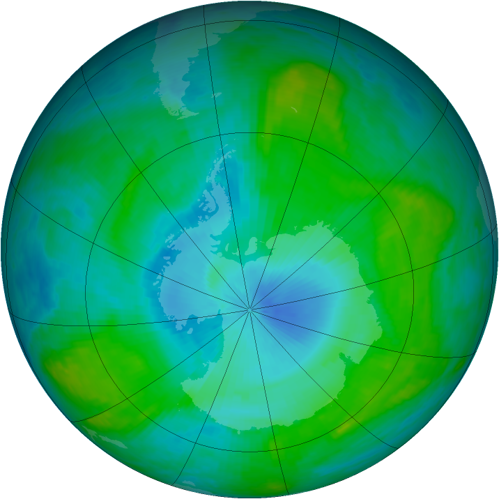 Antarctic ozone map for 08 February 1989
